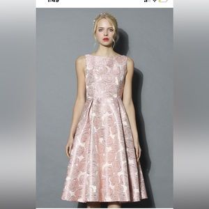 Chicwish dress FANCIFUL ROSE INTARSIA PROM DRESS IN PINK